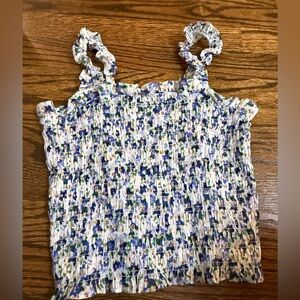 Veronica Beard Blue and Green Floral Smocked Camisole